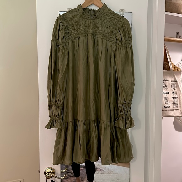 MOON RIVER - Olive Green Fall Dress - Picture 3 of 5